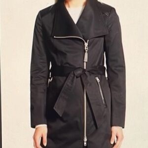 Mackage Black Trench Coat Asymmetrical Zipper Belted
